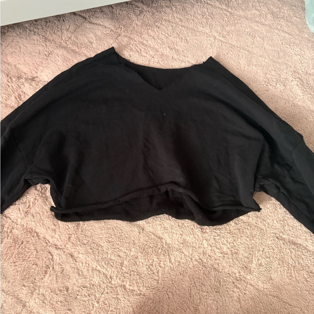 Black V-Neck Women's Top
